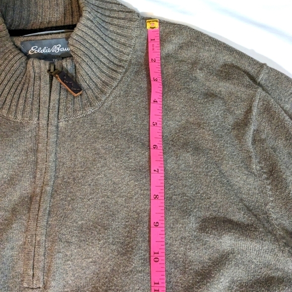 Eddie Bauer Cashmere Cotton Blend Brown Quarter Zip Sweater Men's Size Tall XL - Picture 13 of 16